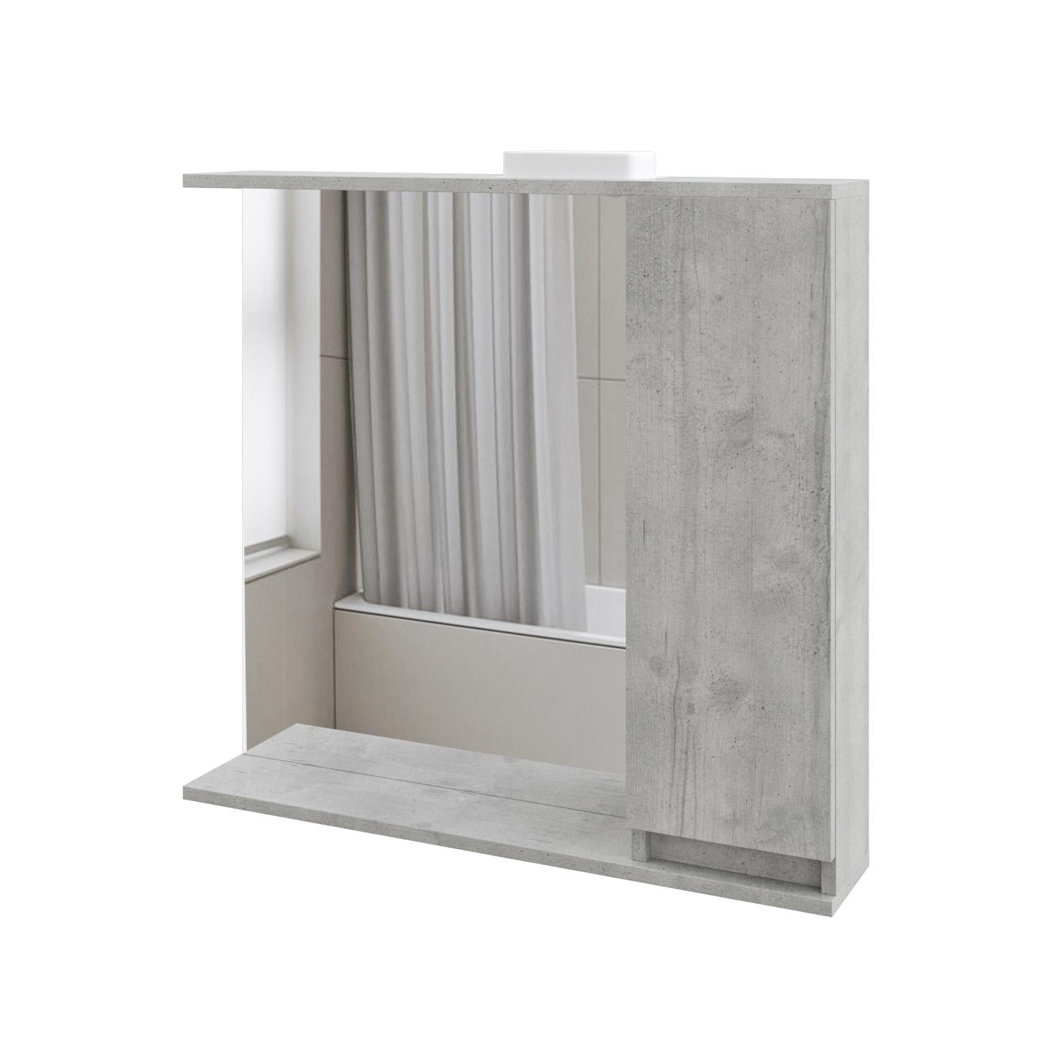 Зеркало с шкафчиком подвесное MEBLIBUD RENE с Led подсветкой левостороннее Монолит 80 см