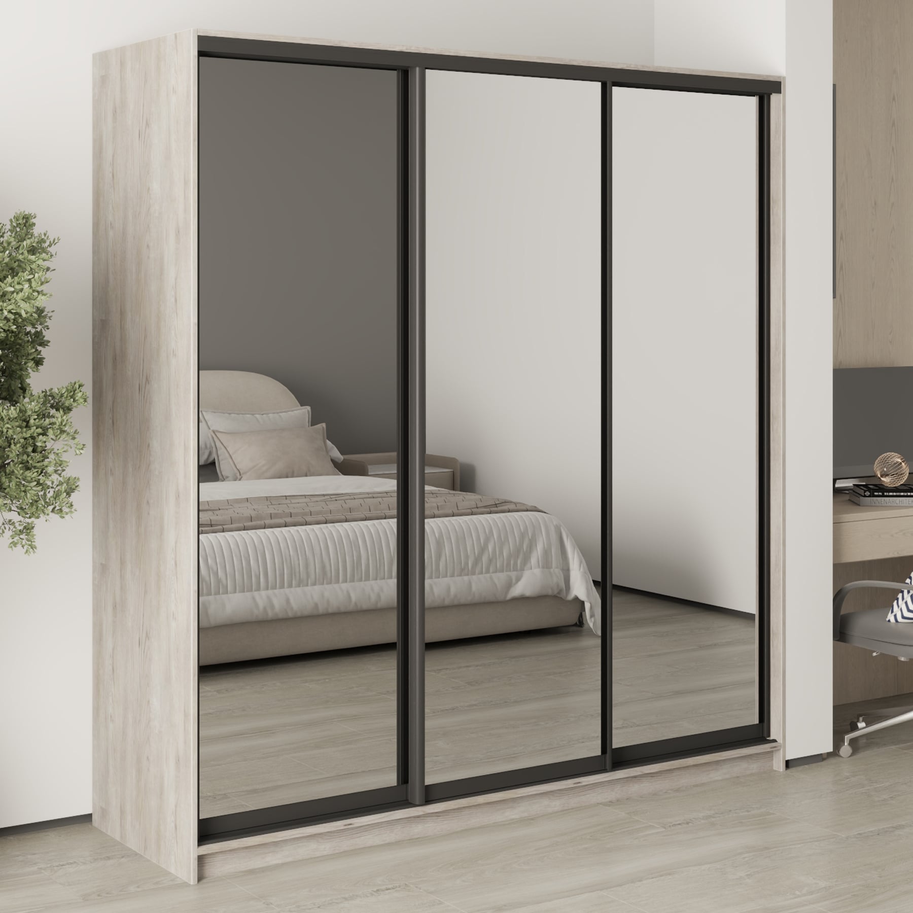 Шкаф-купе трехдверный Mebel Star Комбо BG MBS-9340 200х60х210 см Аляска серый (1009329) Шкаф-купе трехдверный Mebel Star Комбо BG MBS-9340 200х60х210 см Аляска серый (1009329)