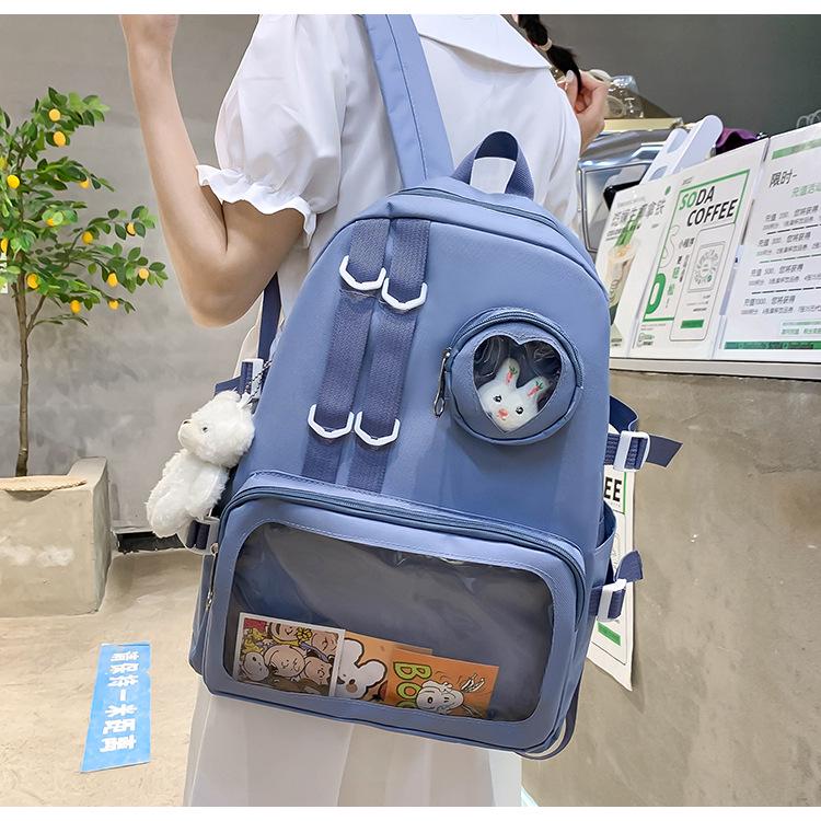 Шкільний рюкзак для дівчинки Ведмедик з значком-зайчик 4в1 5-11 клас Синій (27667927) - фото 4 Шкільний рюкзак для дівчинки Ведмедик з значком-зайчик 4в1 5-11 клас Синій (27667927) - фото 4