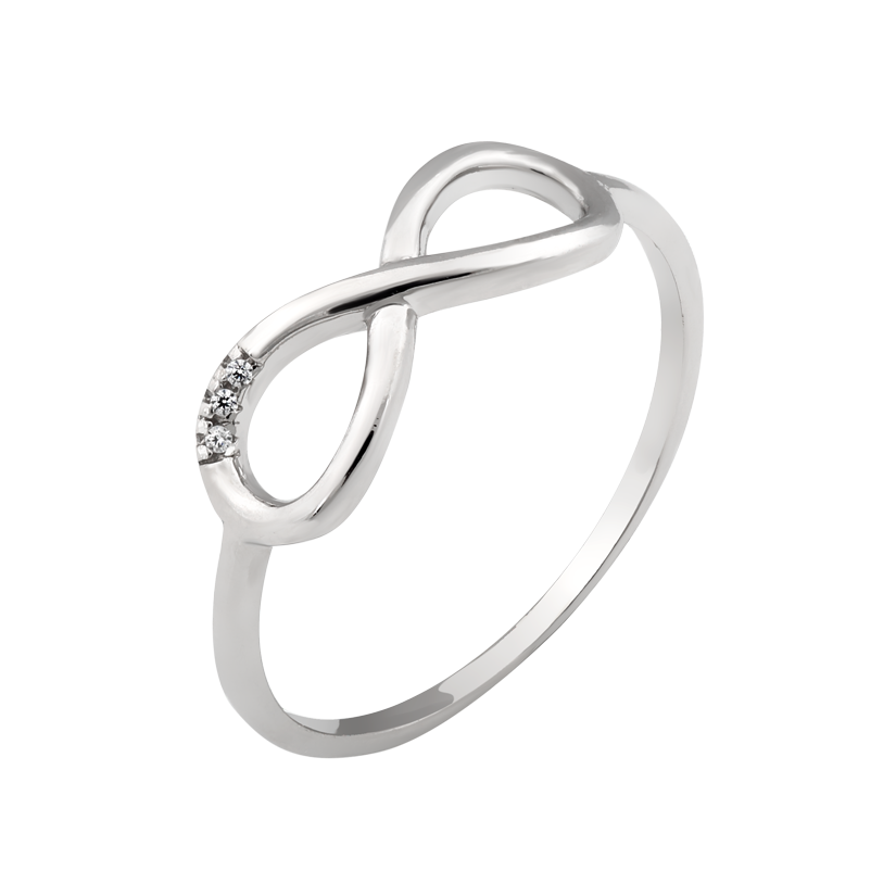 Кольцо серебряное Бесконечность с четырьмя маленькими фианитами р. 18