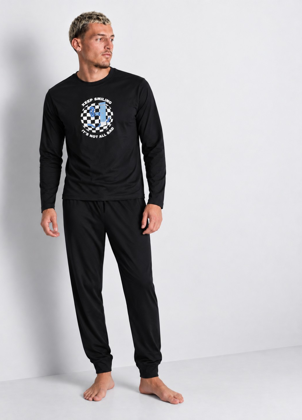 Піжамний комплект PRIMARK Cotton Pyjama Set L Чорний (264)