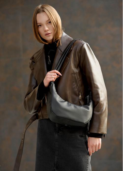 Женская сумка хобо Sambag из экокожи Черный (984030813)