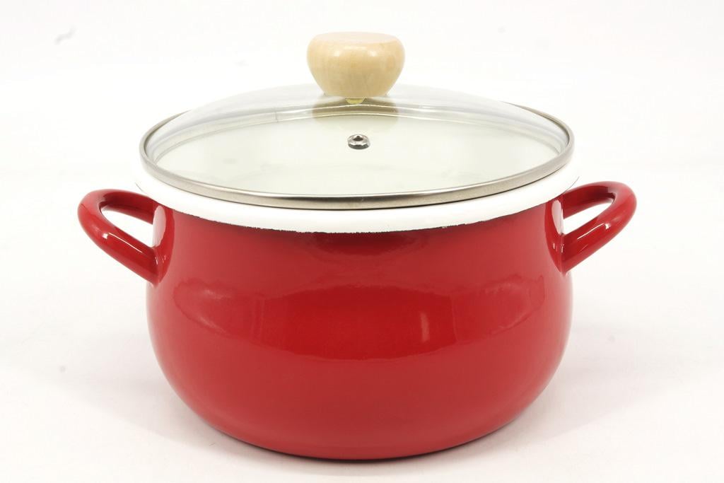 Кастрюля эмалированная 2051 22 см Красный (AM0003388)