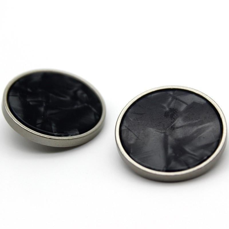 Пуговица Pearl сircle thin LuxFabric на ножке металл 22 мм 1 шт. Черный (ПВ2023п06)