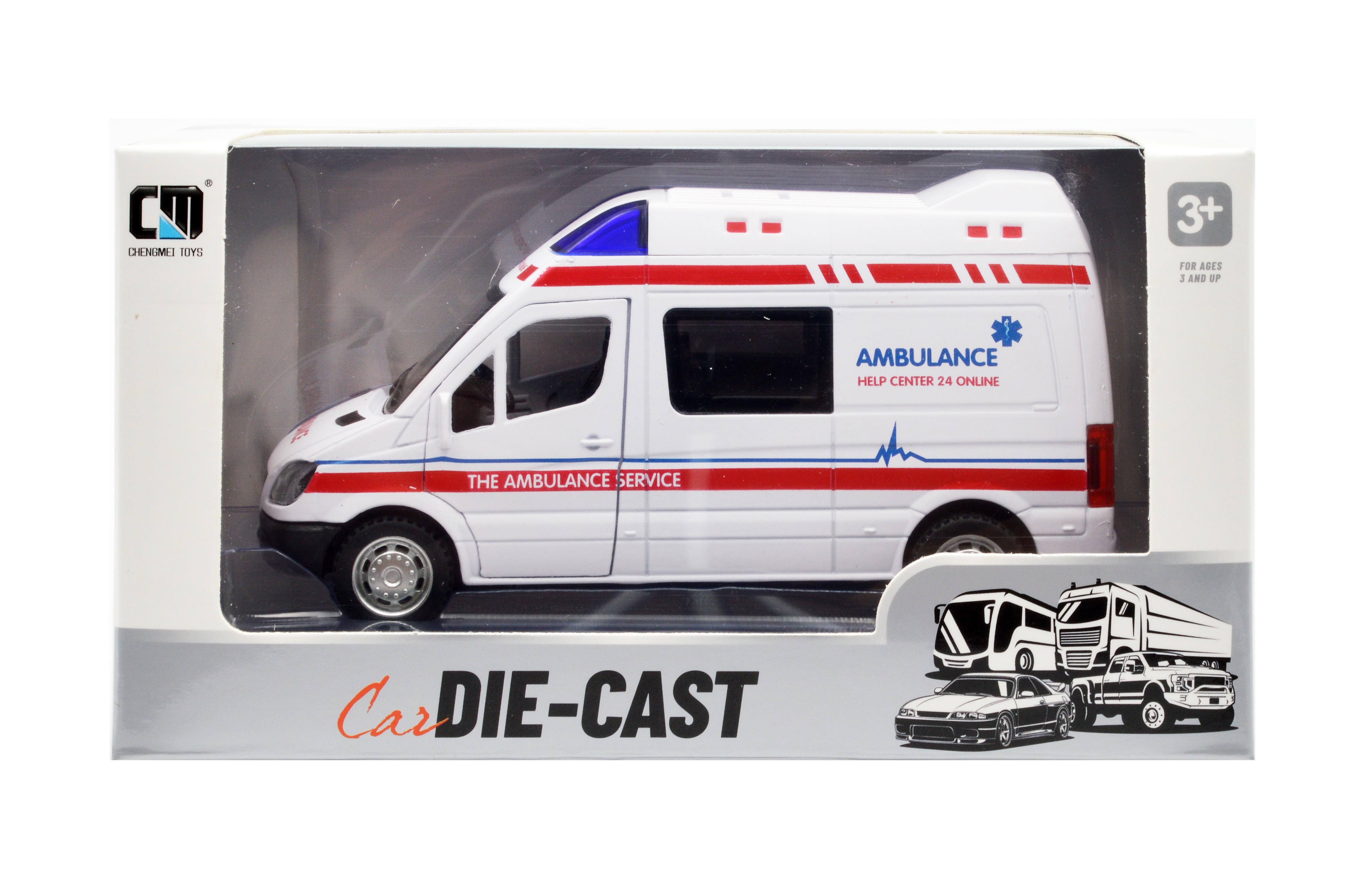 Модель металева швидка допомога CLM 61K інерція звук світло - фото 7