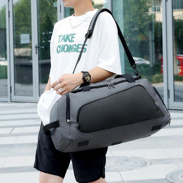 Спортивная сумка с плечевым ремнем для спорта 57x26x30 см Серый (CZYP-751A) - фото 9