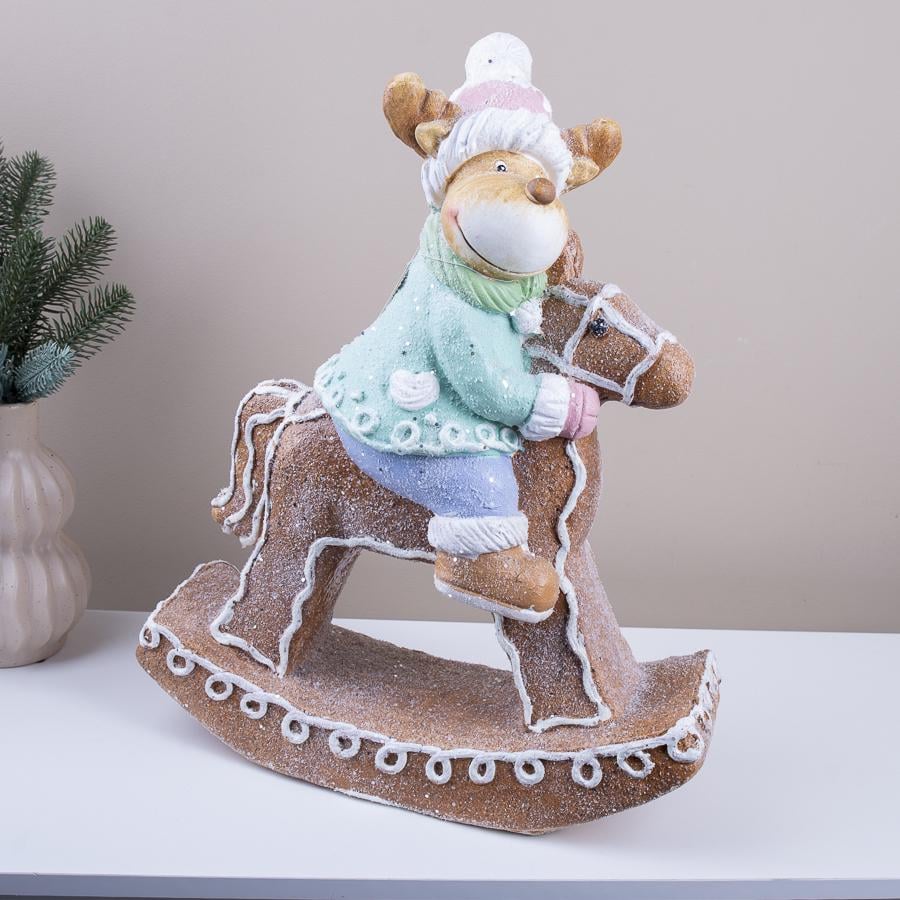 Статуэтка новогодняя Лось на коне (4033-2)