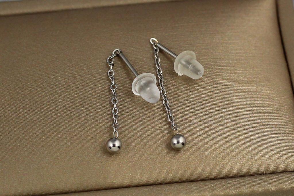 Серьги продевки Xuping Jewelry Шарик 3 мм на цепочке 2,5 см Серебристый (1837245316)