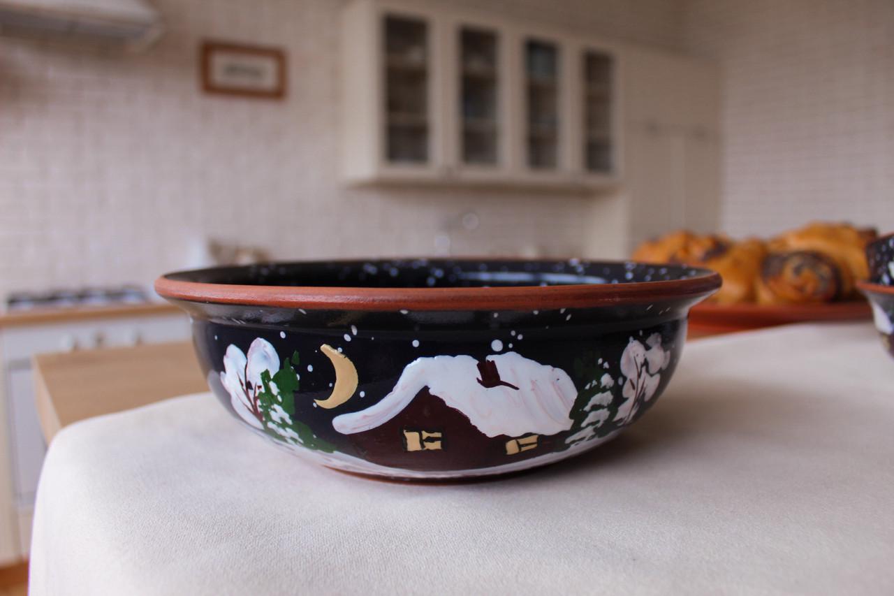 Глиняна миска Зима 500 мл з малюнком ручної роботи (1483880784) - фото 5 Глиняна миска Зима 500 мл з малюнком ручної роботи (1483880784) - фото 5