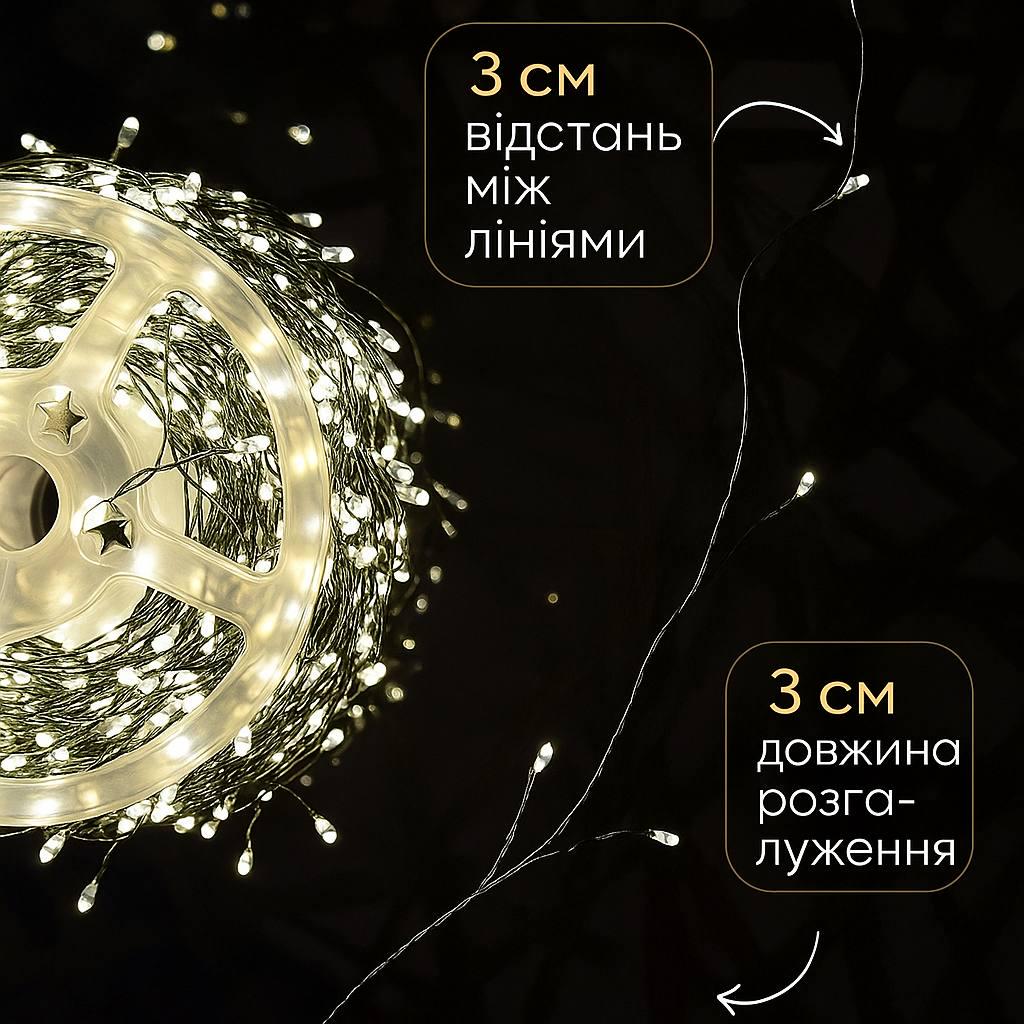 Гірлянда Роса мішура хвойна лапа від мережі з пультом керування 100 м 3000 ламп Зелений (27392503) - фото 3