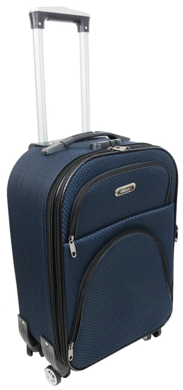 Чемодан маленький тканевый Gedox на колесах в клетку 42 л Темно-синий