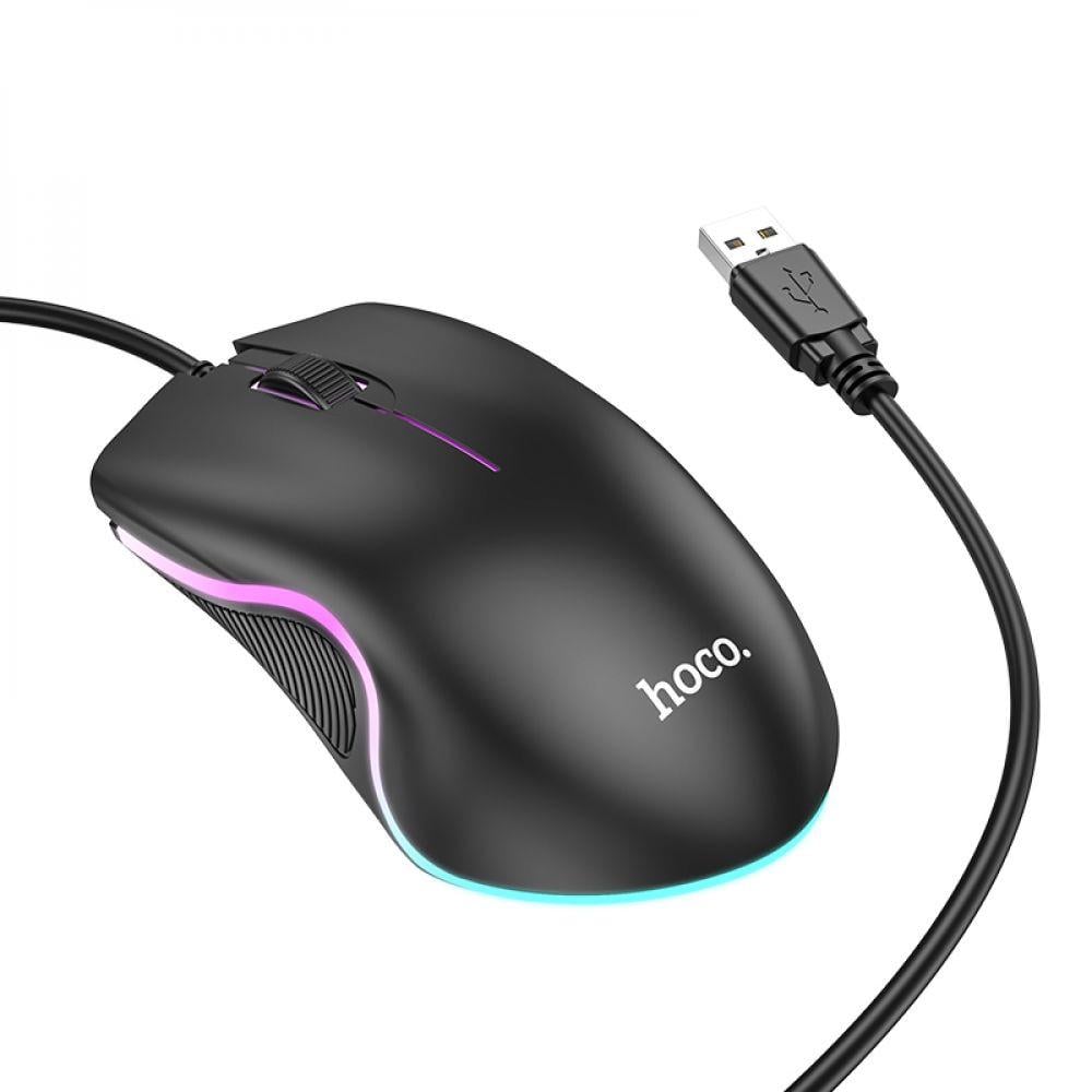 Компьютерная мышка Hoco GM19 Enjoy gaming luminous wired mouse Black (19529)