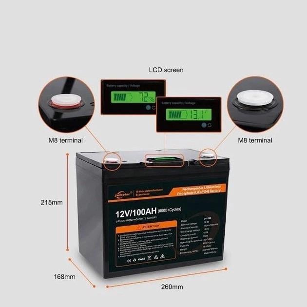 Аккумулятор для ИБП Jsdsolar lifepo4 100 Аh 12 В (24-642529) - фото 3 Аккумулятор для ИБП Jsdsolar lifepo4 100 Аh 12 В (24-642529) - фото 3