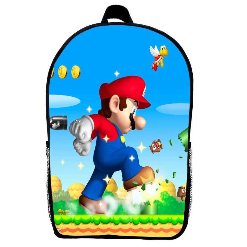 Школьный рюкзак Супер с принтом Марио Mario 01 39х27х14 см 14 л Черный (2305187853)