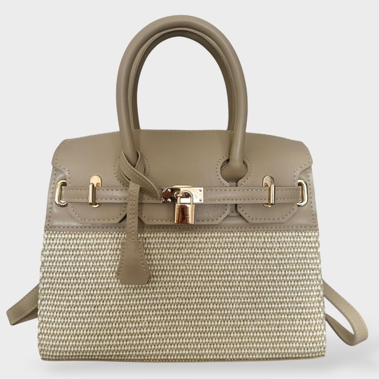 Сумка женская Grace из экокожи с декоративным плетением 25x30x12 см Бежевый (26881330)