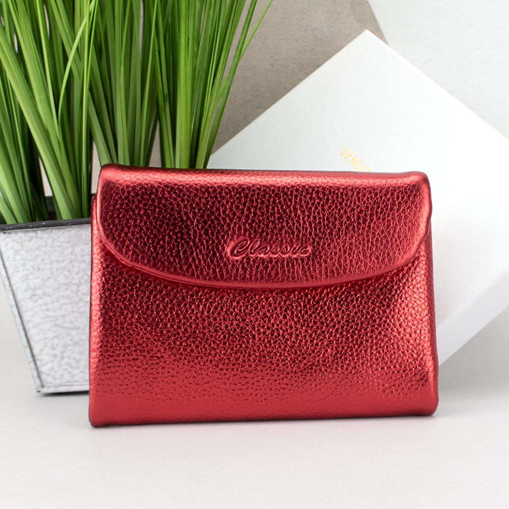 Кошелек женский Classic 2301-9929M кожаный на магните Красный перламутр (2315128203)