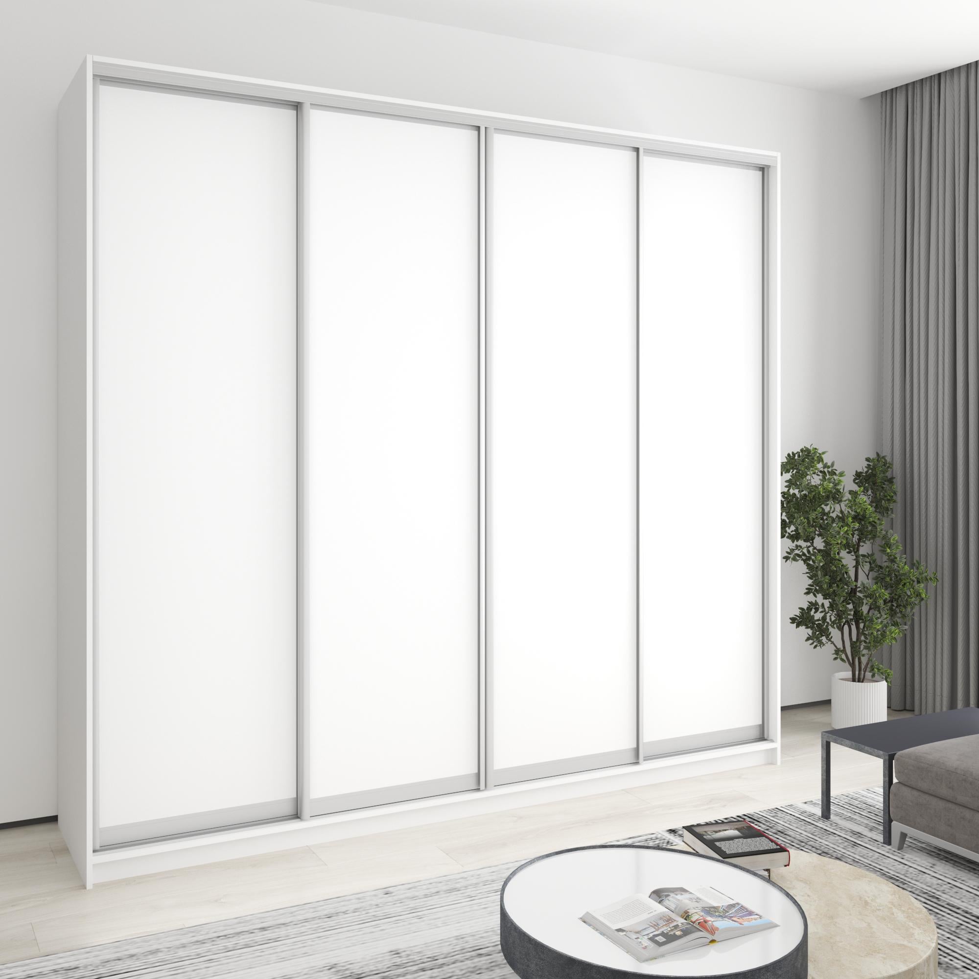 Шкаф-купе четырехдверный MebelStar Комбо AL 4 ДСП 260x45x240 см Аляска белая (MBS-13275) Шкаф-купе четырехдверный MebelStar Комбо AL 4 ДСП 260x45x240 см Аляска белая (MBS-13275)