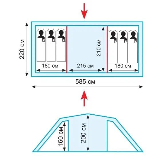 Палатка Tramp Brest 6 V2 шестиместная туристическая 585 х 220 х 160/200 см (TRT-083) - фото 11