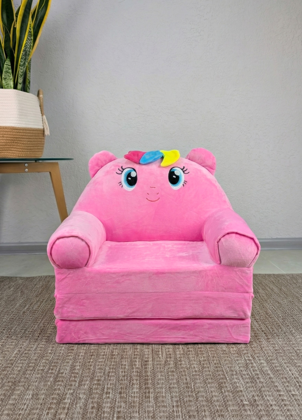 Кресло раскладное плюшевое Пони трансформер в детскую комнату для девочки 120 см Розовый (280061) Кресло раскладное плюшевое Пони трансформер в детскую комнату для девочки 120 см Розовый (280061)
