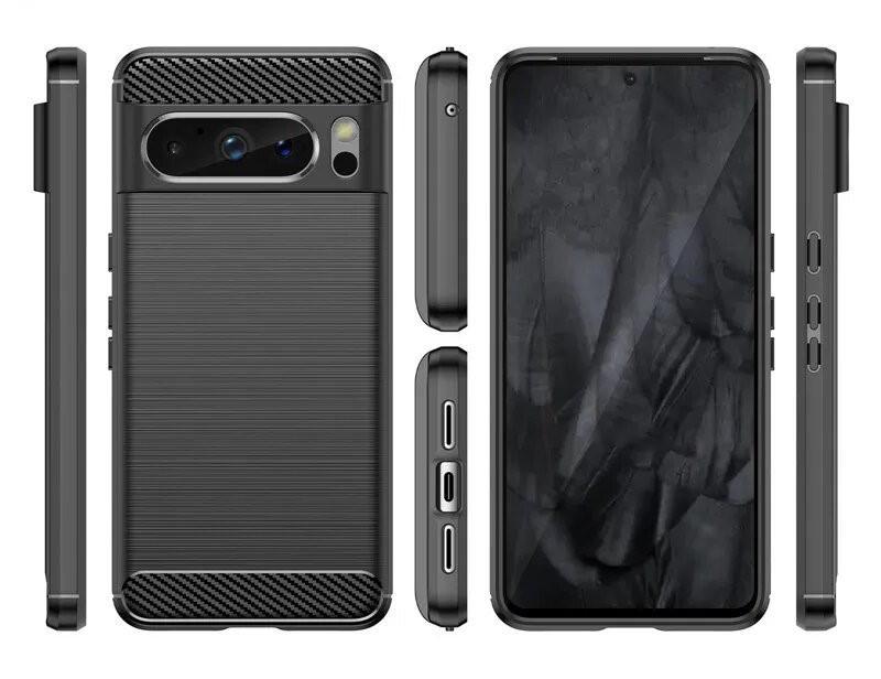 Чехол силиконовый carbon для Google Pixel 8 Pro (Темно-синий) - фото 3