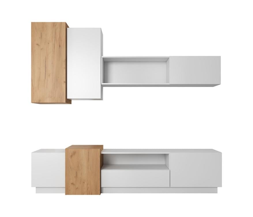 Стенка для гостиной комплект Perfect Home 3D Cube ЛДСП Белый/Дуб золотой крафт (49445) Стенка для гостиной комплект Perfect Home 3D Cube ЛДСП Белый/Дуб золотой крафт (49445)