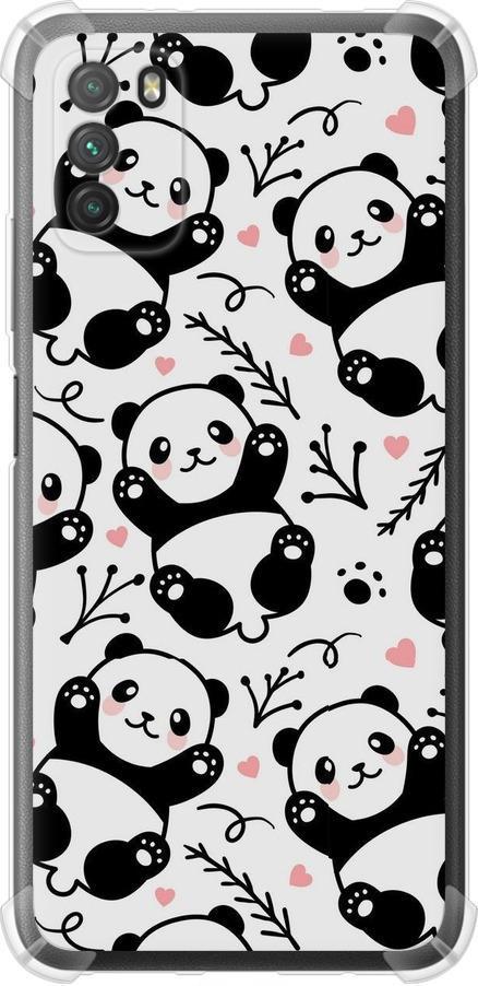 Чехол на Xiaomi Poco M3 Панды (4318sp-2200-42517)