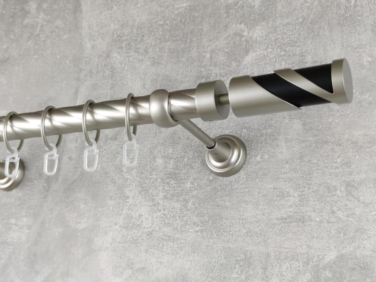 Карниз MStyle металлический для штор однорядный Сиена 25 мм крученый 240 см Сатин (5013085)