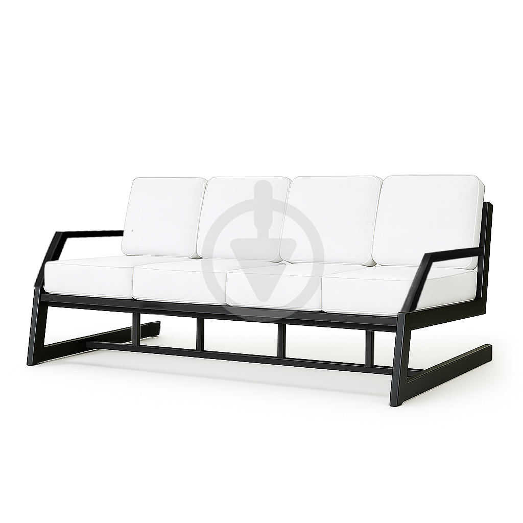 Диван металевий AVVS Атлас з підлокотниками лофт оксфорд 206 см Білий