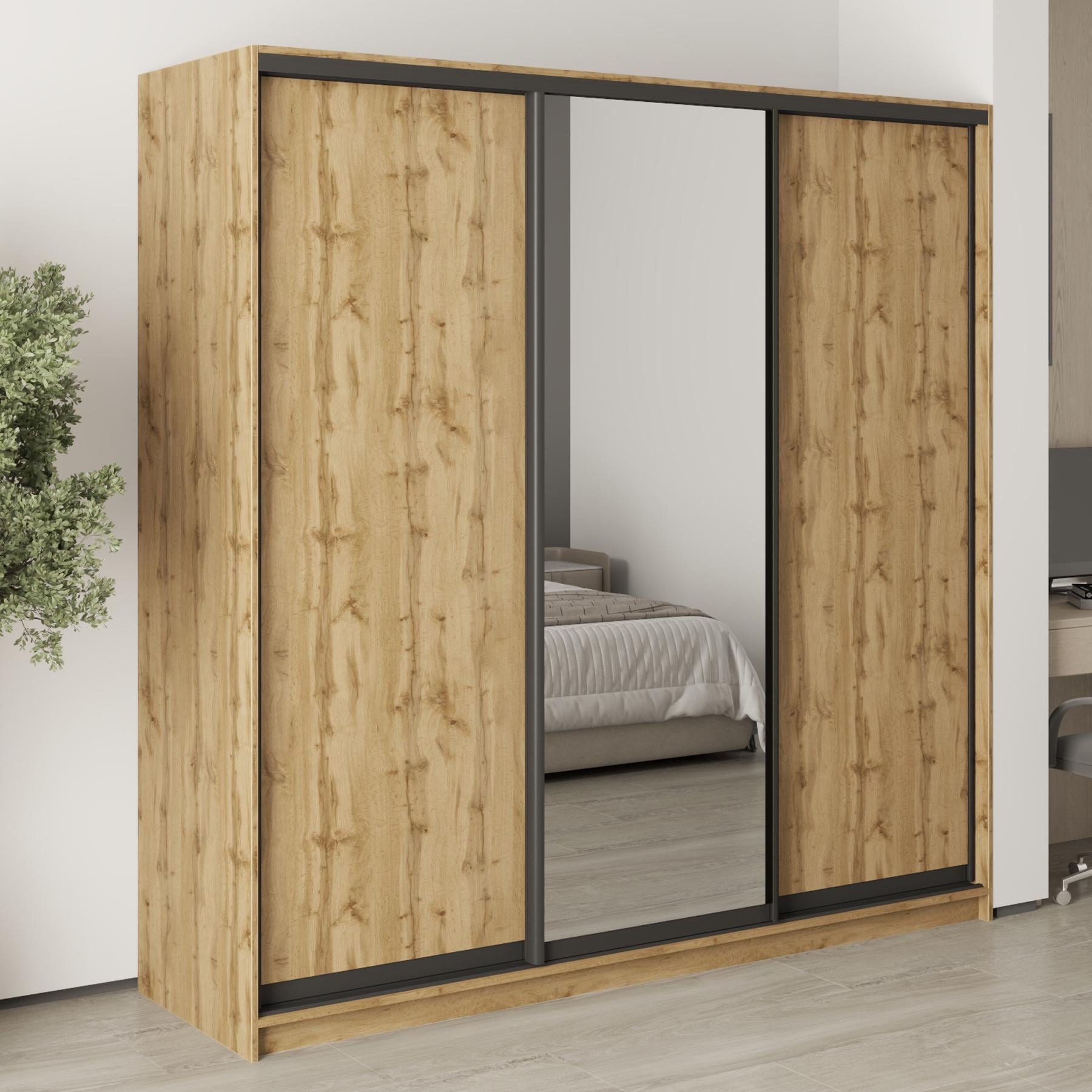 Шкаф-купе трехдверный MebelStar Стандарт BG 2 ДСП/зеркало 210x45x210 см Дуб тахо (MBS-8427)