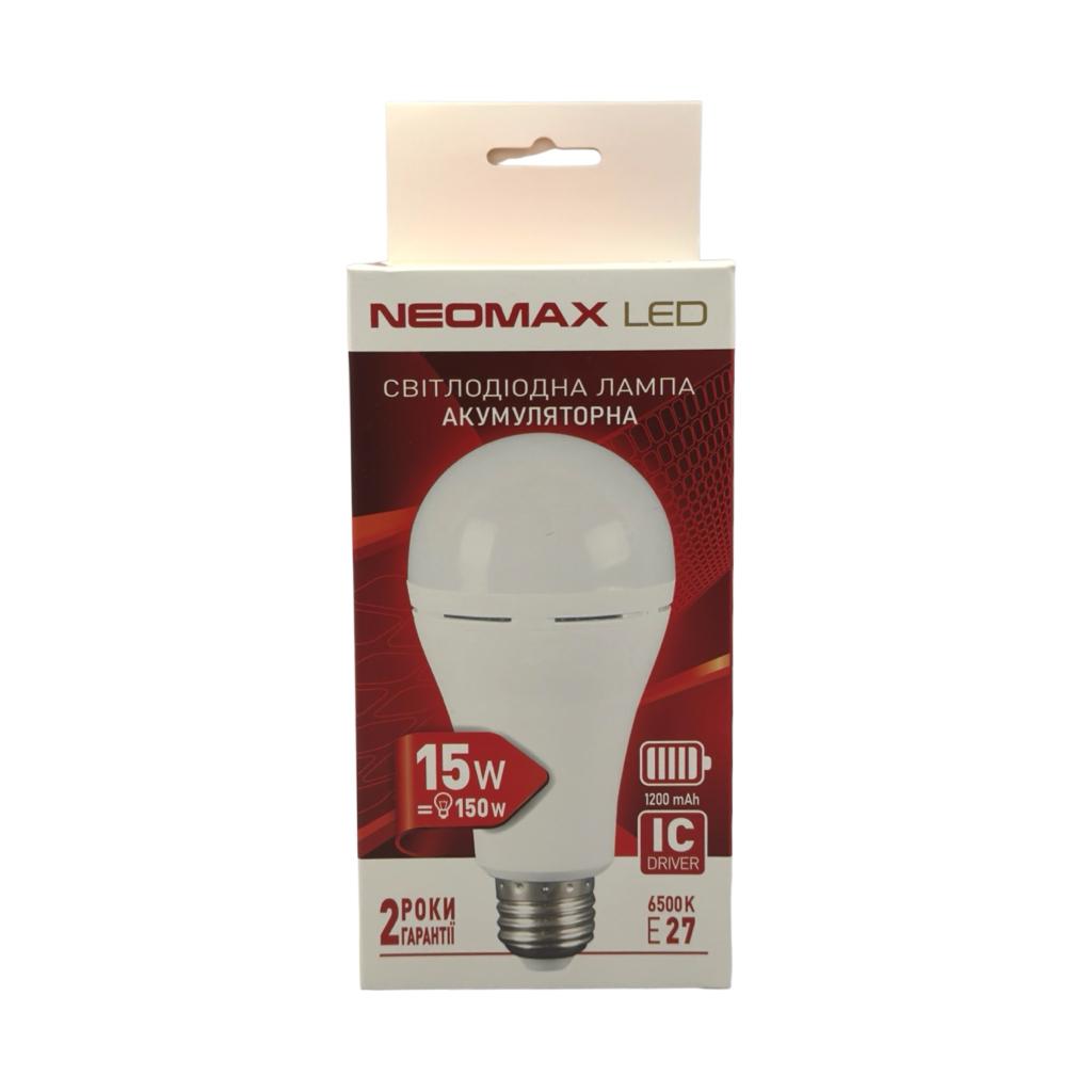 Лампа аккумуляторная Neomax LED 15W E27 6500K 1200 mA A90 (NX15E-C27)