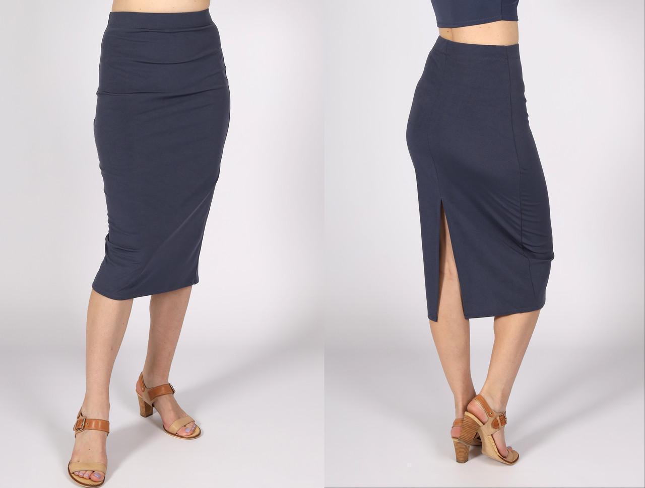 Юбка-карандаш меди женская ниже колен однотонная с разрезом сзади р. 46 Графитовый (2494988193) - фото 4 Юбка-карандаш меди женская ниже колен однотонная с разрезом сзади р. 46 Графитовый (2494988193) - фото 4