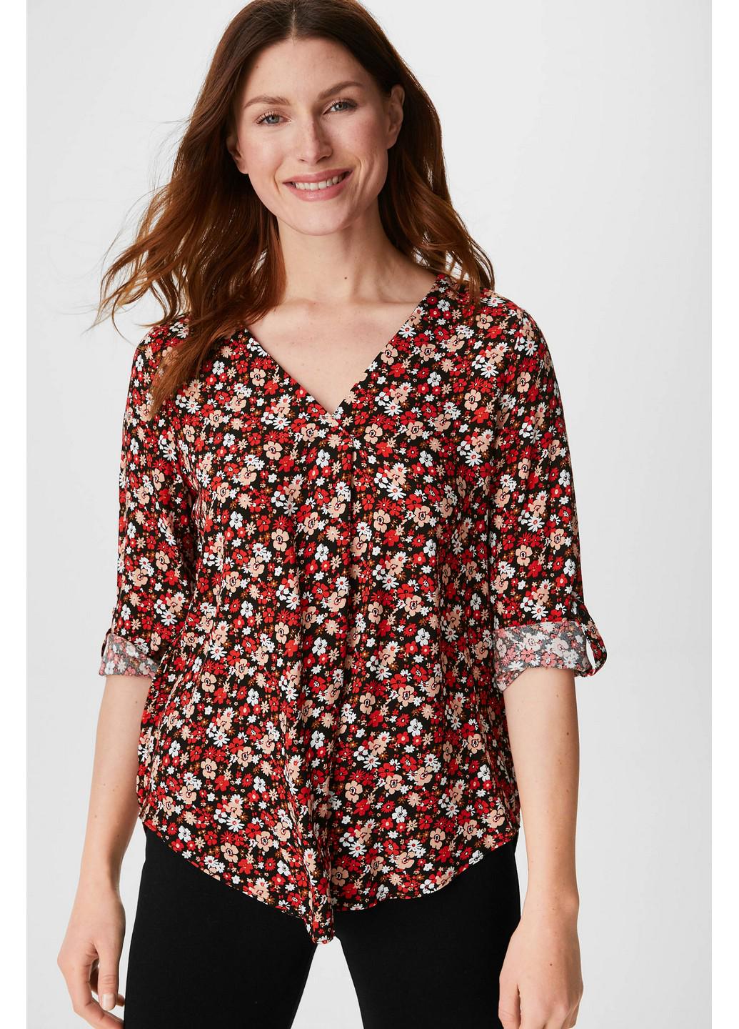 Блузка C&A 52 Чорний/Червоний (2000001275924)