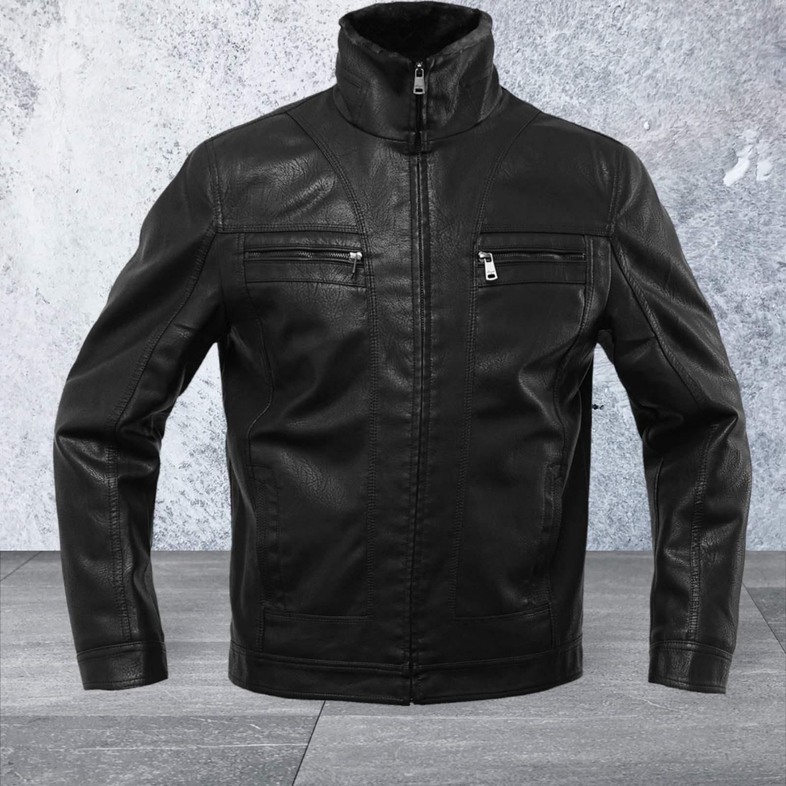 Куртка-дублянка мужская зимняя из натуральной кожи р. 58 Черный (23733799) - фото 2 Куртка-дублянка мужская зимняя из натуральной кожи р. 58 Черный (23733799) - фото 2