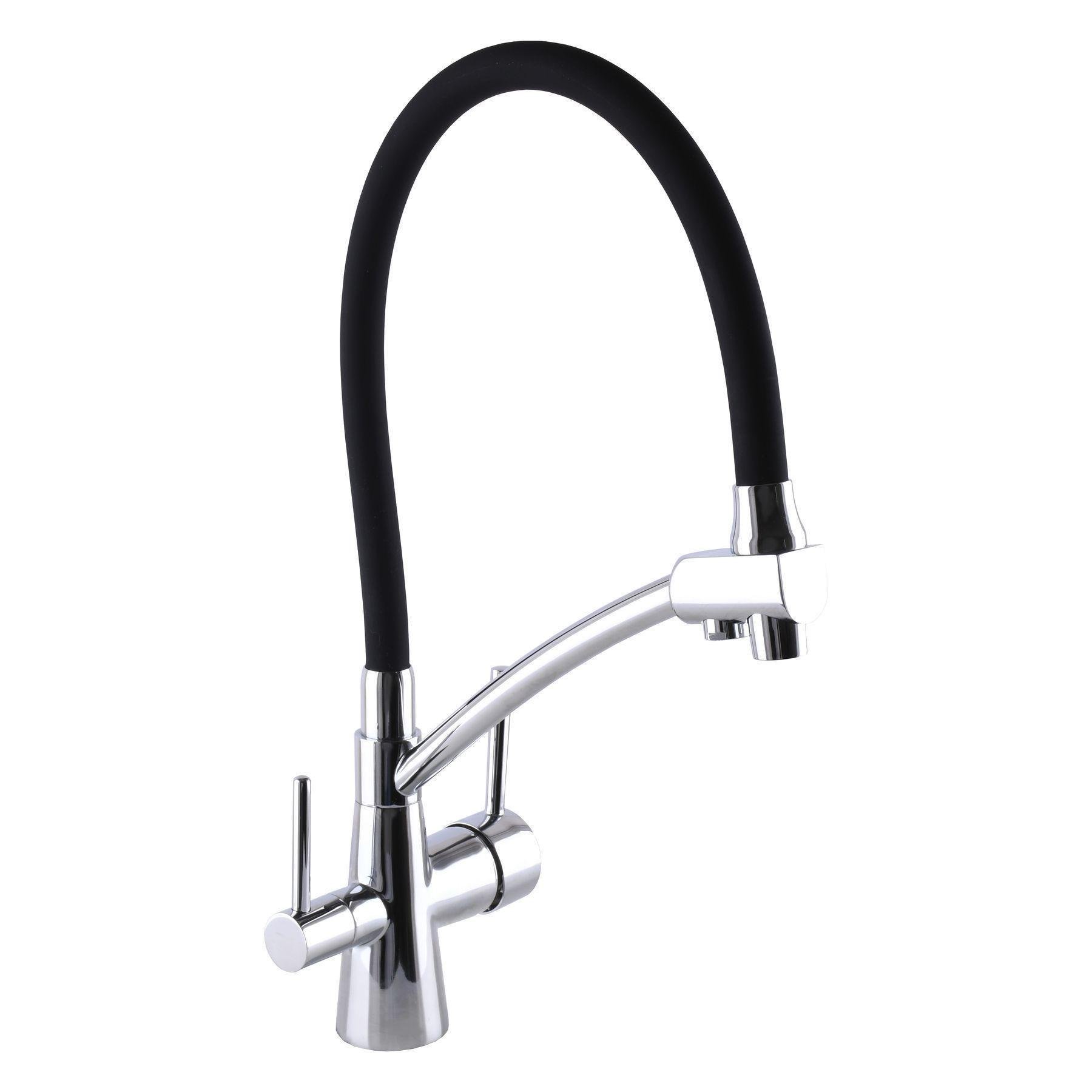 Смеситель для кухни на два выхода фильтр/вода GLux LAZER GLLR-0700 Хром/Черный (21998)