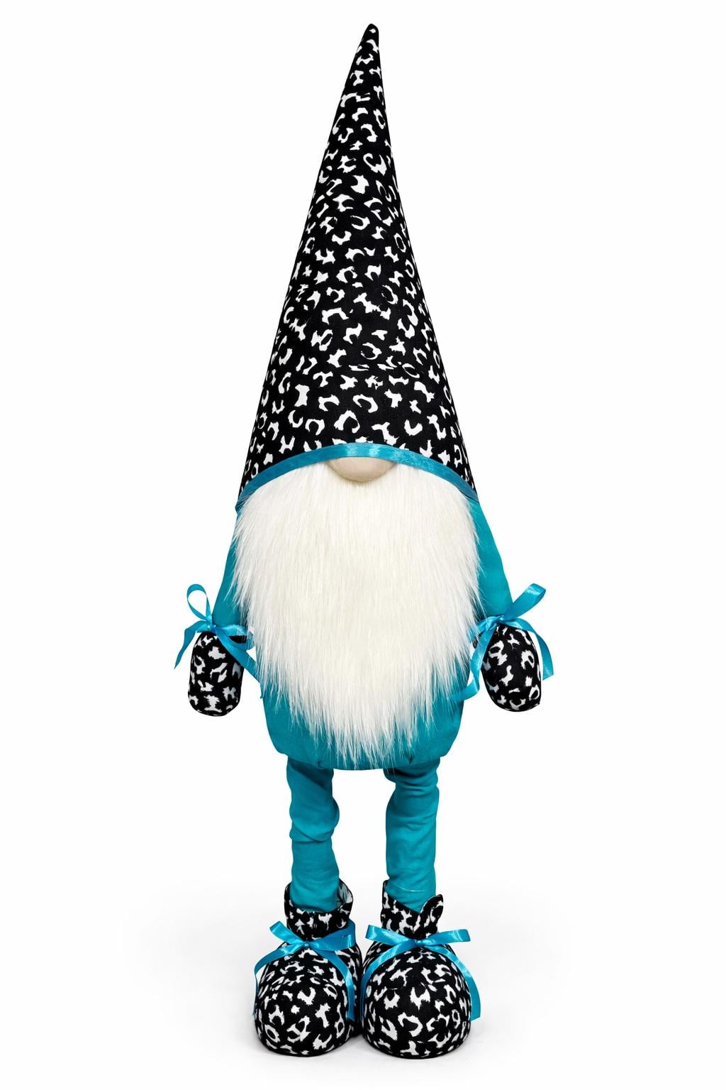 Ляльки інтер'єрні Скандинавський гном 90-95 см Чорний/Білий/Бірюзовий (008)
