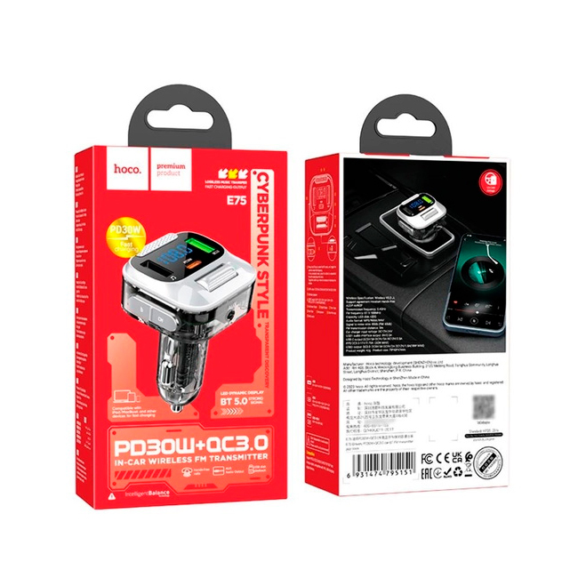 FM-модулятор Hoco E75 Bluetooth 5.0 заряджання USB Type-C Чорний (36049) - фото 3 FM-модулятор Hoco E75 Bluetooth 5.0 заряджання USB Type-C Чорний (36049) - фото 3
