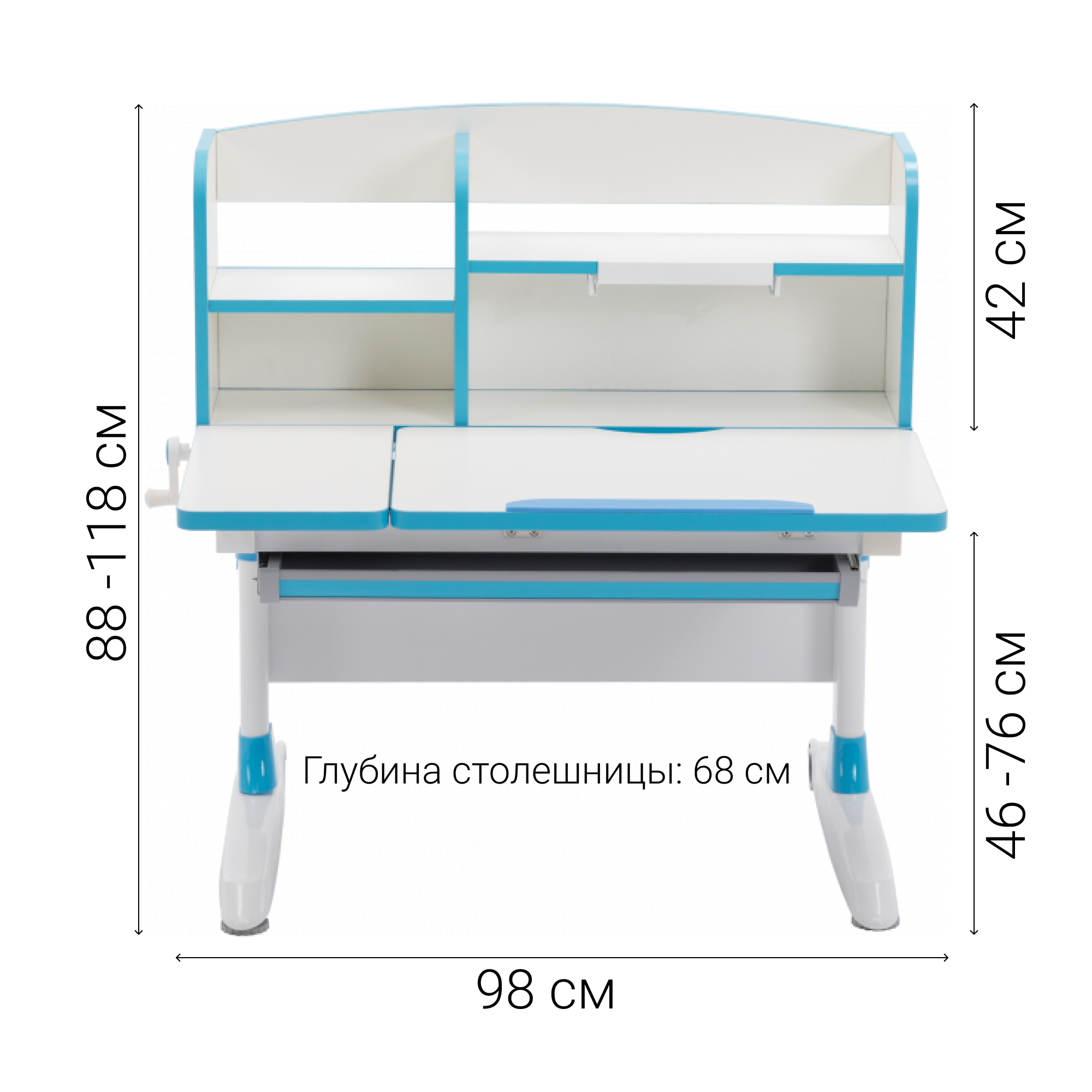 Растущая школьная парта GT Racer DS-1603 Blue для школьников и дошкольников Голубой - фото 2 Растущая школьная парта GT Racer DS-1603 Blue для школьников и дошкольников Голубой - фото 2