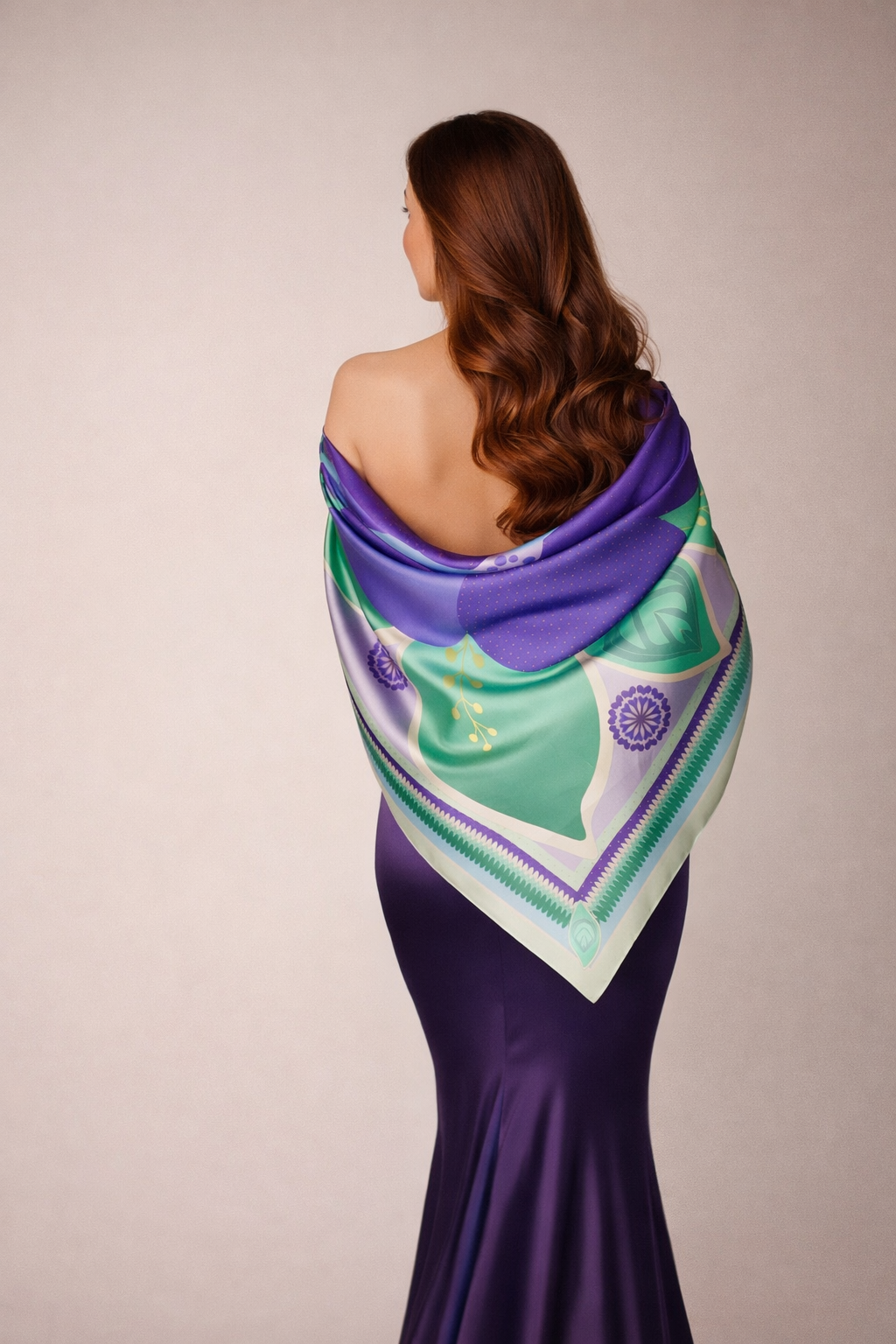 Платок шелковый Liane House Чувственный Барвинок 90x90 см Сиреневый