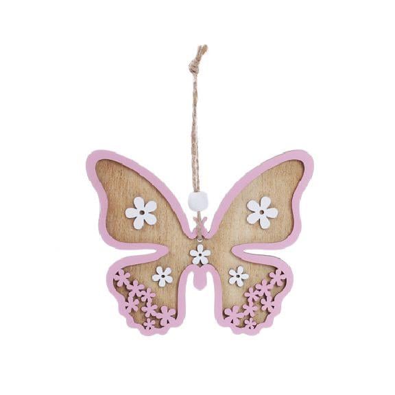 Декор пасхальный на подвесе BonaDi Бабочка 10,5 см Розовый (781-919)