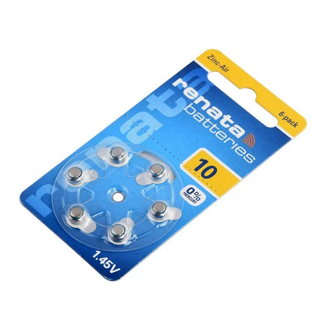 Батарейки Renata ZA10 для слухового аппарата 6 шт