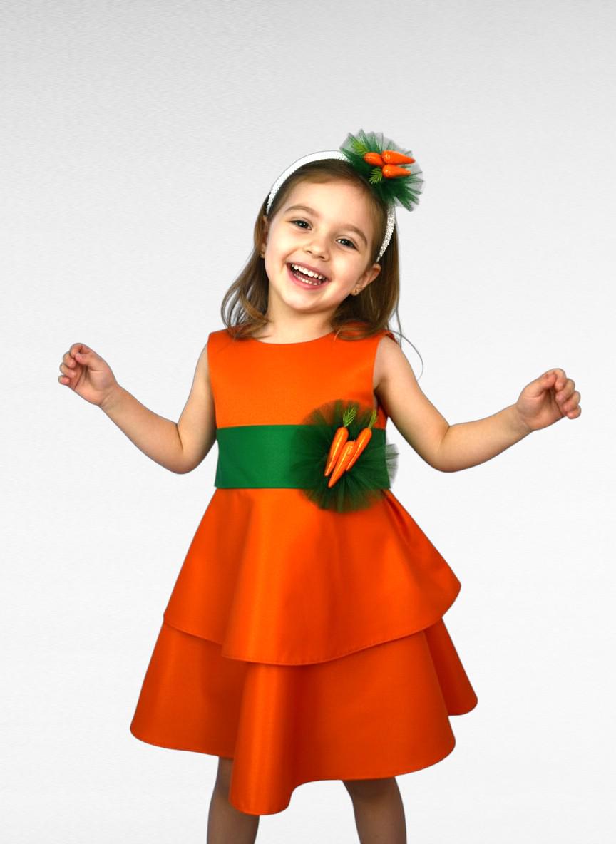 Карнавальный костюм Морковка платье с декором коттон 116-122 см