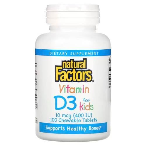 Витамин D3 для детей Natural Factors Vitamin D3 для детей 10 mcg 400 IU 100 жевательных табл. (NFS-01059)