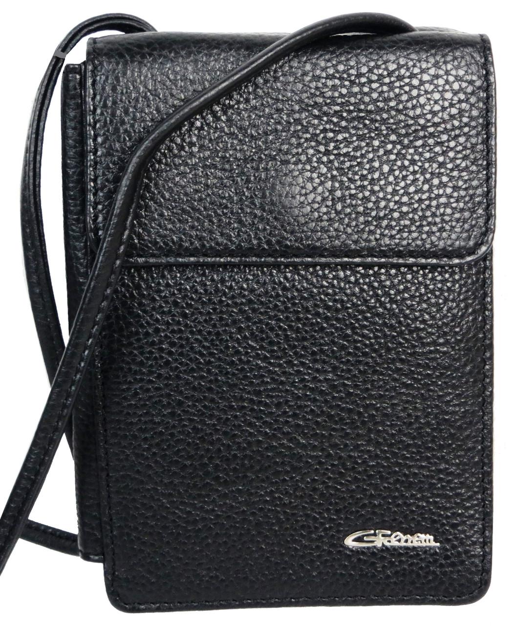 Сумка небольшая мужская Giorgio Ferretti Ef061 кожаная через плечо Черный