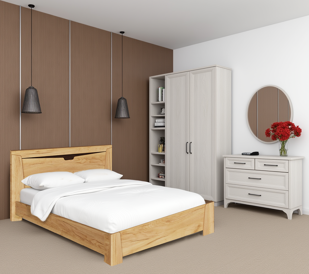 Кровать двуспальная Tobi Sho LIBERTY ДСП 1600х2000 мм Дуб крафт золотой