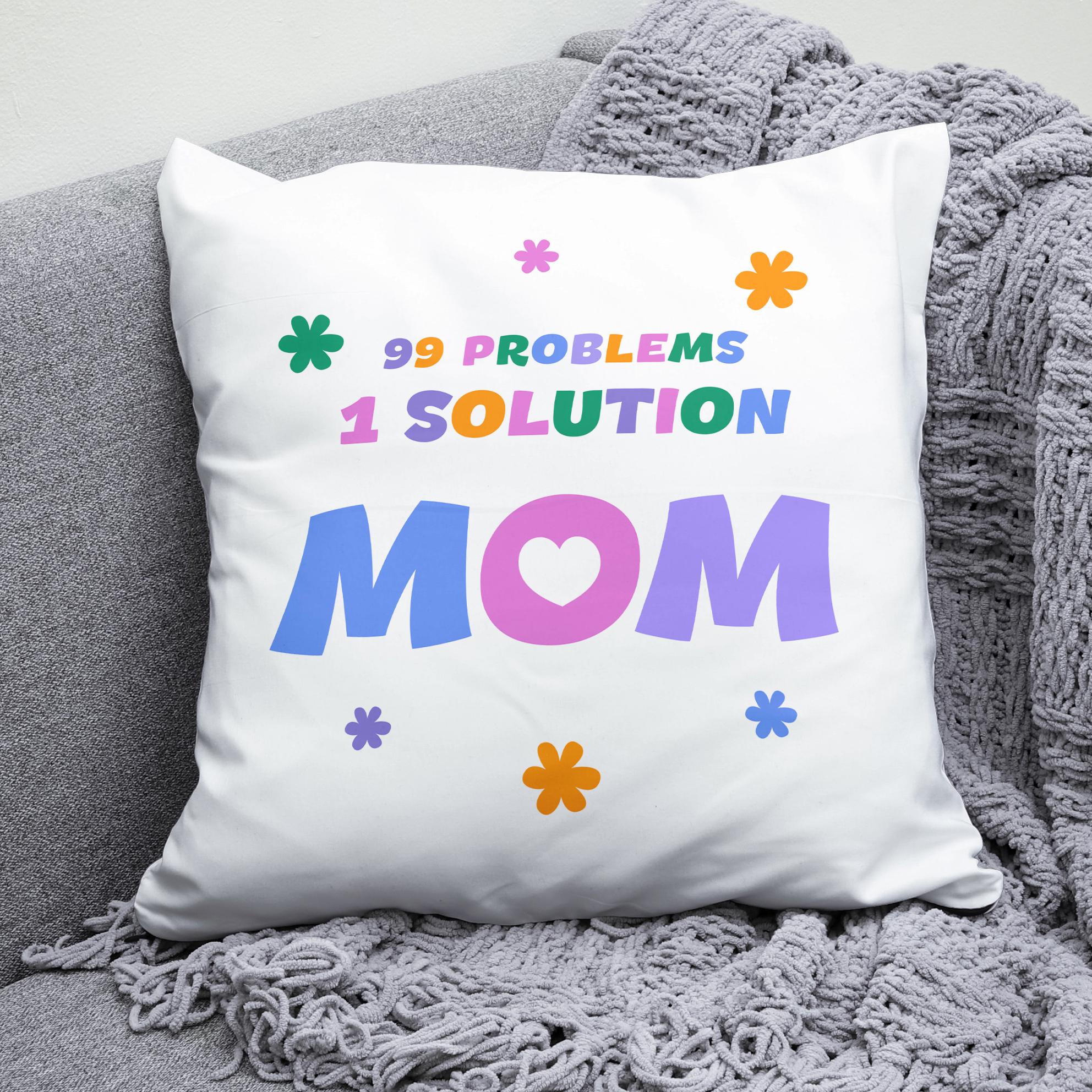 Плюшевая подушка квадрат с принтом "99 problems 1 solution MOM"