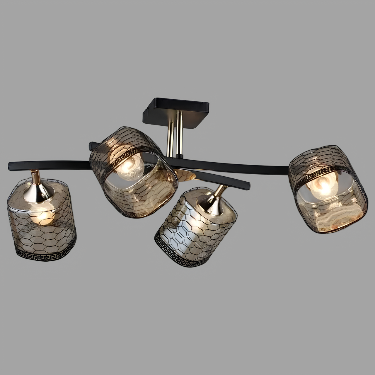 Люстра Svet на четыре поворотных плафона под лампы Е27 Черно-золотой (SR-N4926/4 BK+FGD)