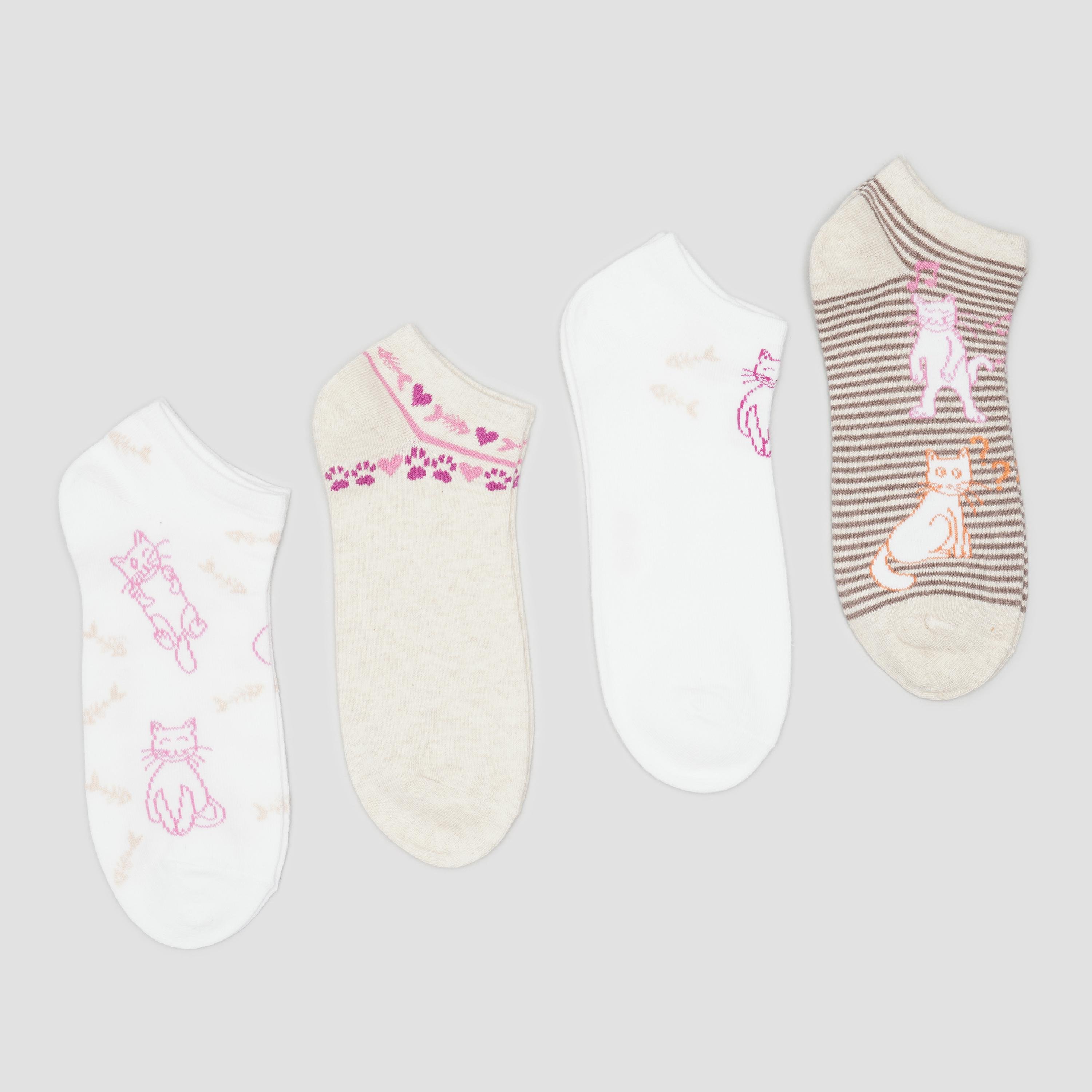 Носки C&A котики р. 35-38 4 пары Белый/Бежевый (9092254147)