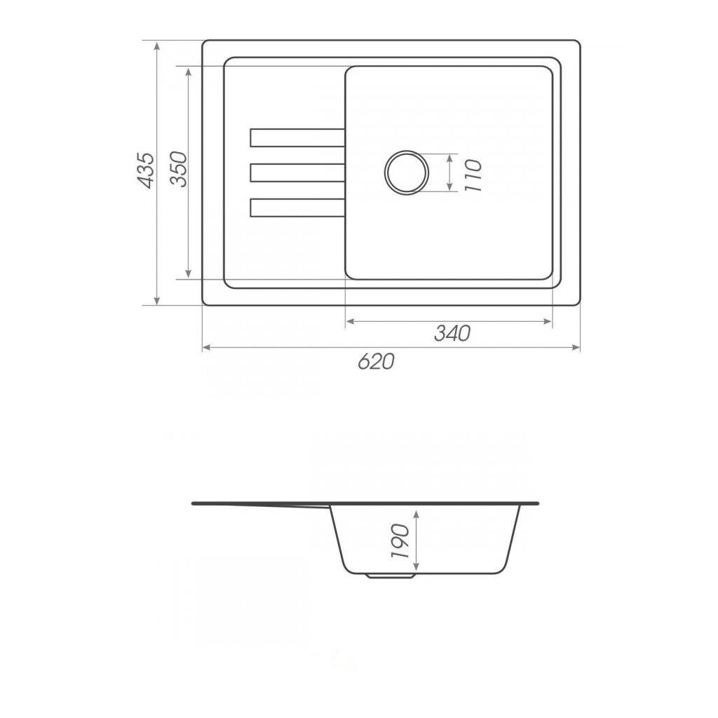 Мойка кухонная Platinum PLS-A26563 прямоугольная гранитная 790x435 мм Серый (152088) - фото 2