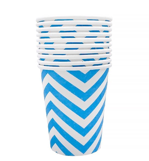 Паперові склянки Зигзаг 10 шт. 250 мл Блакитний/Білий