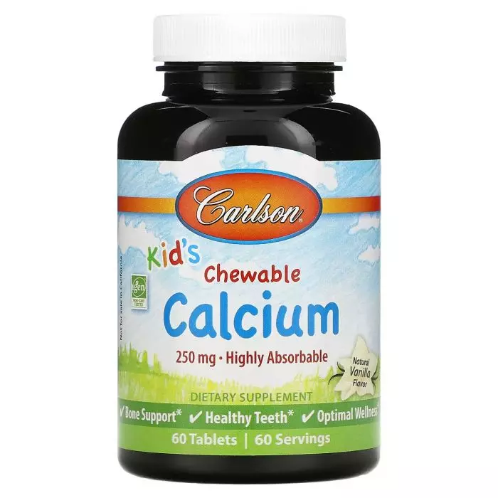 Кальцій дитячий Carlson Labs Kid's Chewable Calcium смак ванілі 60 жувальних таблеток (CL05083)